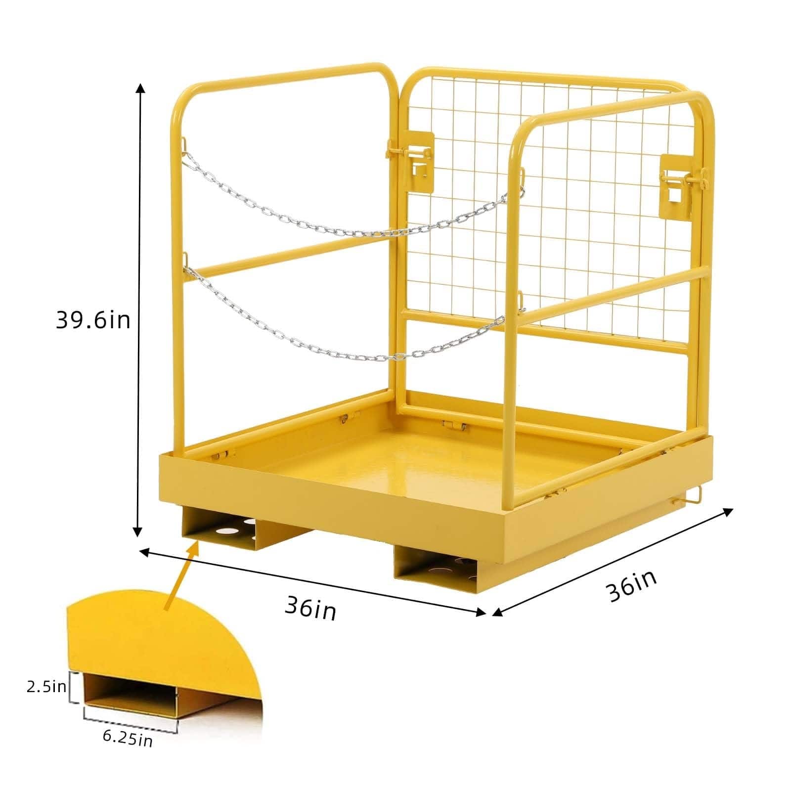 Forklift Safety Cage Aerial Platform Collapsible Lift Basket, 36" x 36
